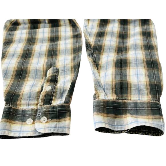 ROPER LONG SLEEVE WESTERN BUTTON SHIRT, MENS, 2XL, YELLOW GREEN WHITE BLUE PLAID - Picture 8 of 12